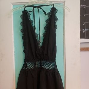 Open back black romper